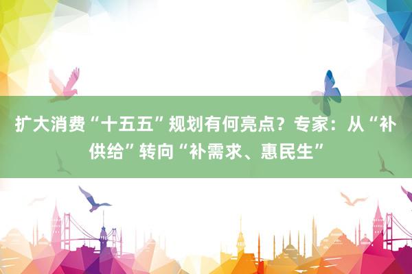 扩大消费“十五五”规划有何亮点？专家：从“补供给”转向“补需求、惠民生”