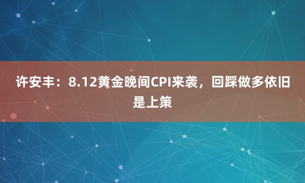 许安丰：8.12黄金晚间CPI来袭，回踩做多依旧是上策