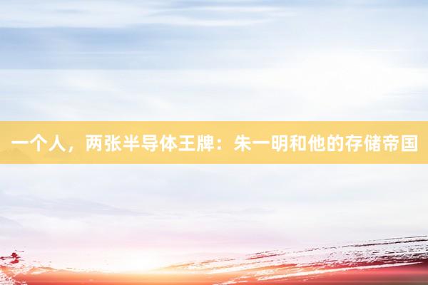 一个人，两张半导体王牌：朱一明和他的存储帝国