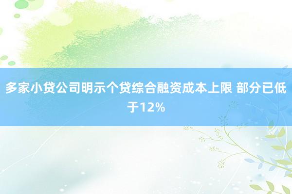 多家小贷公司明示个贷综合融资成本上限 部分已低于12%