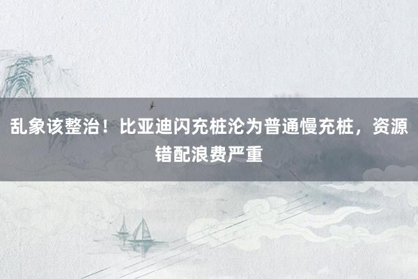 乱象该整治！比亚迪闪充桩沦为普通慢充桩，资源错配浪费严重