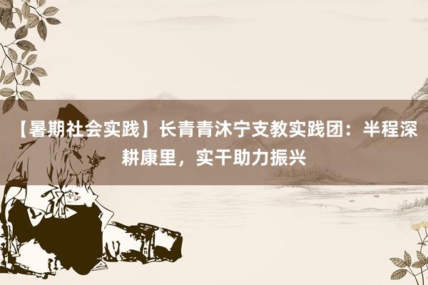 【暑期社会实践】长青青沐宁支教实践团：半程深耕康里，实干助力振兴