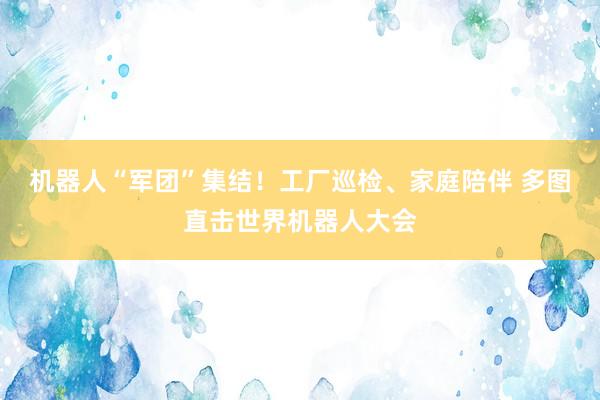 机器人“军团”集结！工厂巡检、家庭陪伴 多图直击世界机器人大会