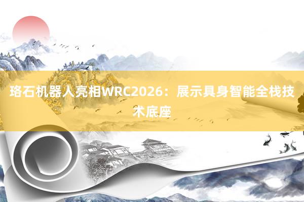 珞石机器人亮相WRC2026：展示具身智能全栈技术底座