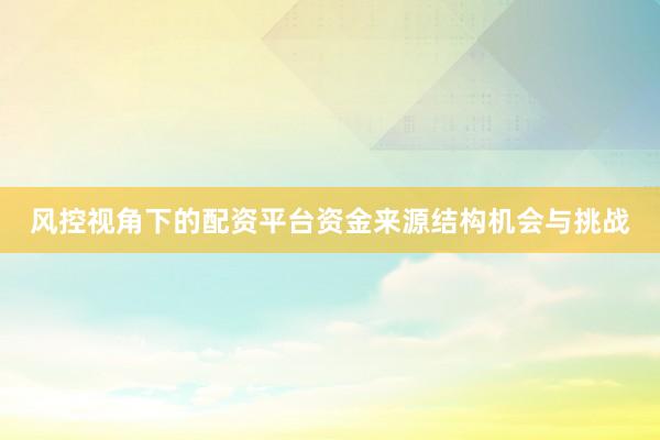 风控视角下的配资平台资金来源结构机会与挑战