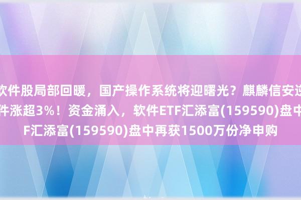 软件股局部回暖，国产操作系统将迎曙光？麒麟信安逆市涨超7%，中国软件涨超3%！资金涌入，软件ETF汇添富(159590)盘中再获1500万份净申购