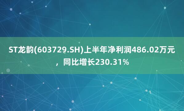 ST龙韵(603729.SH)上半年净利润486.02万元,同比增长230.31%