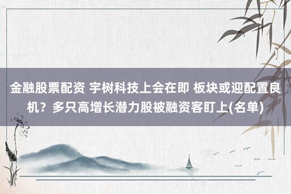 金融股票配资 宇树科技上会在即 板块或迎配置良机？多只高增长潜力股被融资客盯上(名单)