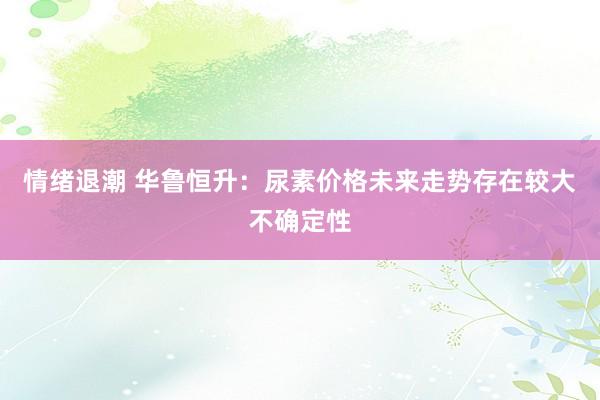 情绪退潮 华鲁恒升：尿素价格未来走势存在较大不确定性