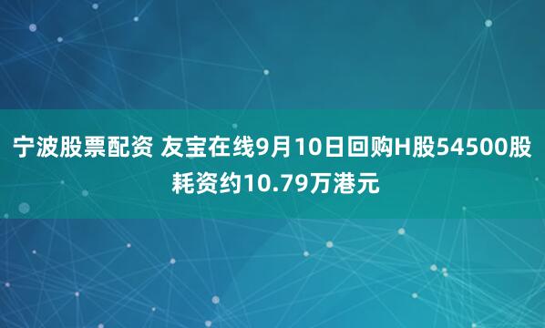 宁波股票配资 友宝在线9月10日回购H股54500股 耗资约10.79万港元