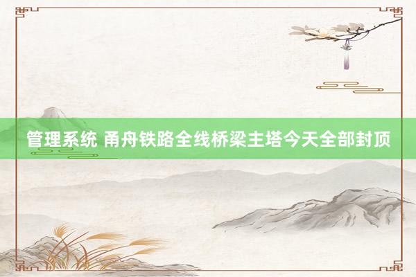 管理系统 甬舟铁路全线桥梁主塔今天全部封顶