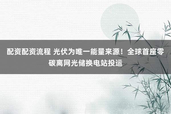 配资配资流程 光伏为唯一能量来源！全球首座零碳离网光储换电站投运